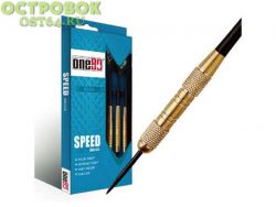 3 дротика, пластиковый кейс.<br />
Дротики:<br />
вес: 25 грамм<br />
наконечник steeltip, баррель латунь<br />
хвостовик нейлон.<br />
оперение нейлон.<br />
Размер упаковки: 19 х 10 х 2 см.<br />
Вес: 120 г.<br />
Производитель: One80, Китай