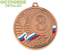 Тематика – Универсальные, с Российской символикой.<br />
Диаметр – 45 мм.<br />
Диаметр эмблемы на реверсе – 33 мм.<br />
Цвет – бронза<br />
Состав: металл.<br />
К медали можно добавить ленту